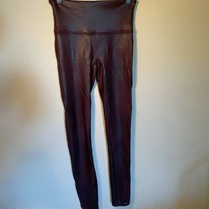 SPANX by Sara Blakely faux leather maroon leggings